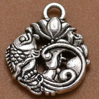 Pendentifs animaux en alliage de zinc, poisson, Plaqué de couleur d'argent, sans plomb et cadmium, 16x14mm, Trou:Environ 1.5mm, 100PC/sac, Vendu par sac