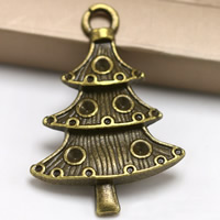 Pendentif strass alliage de zinc Cadre, arbre de noël, Plaqué de couleur de bronze antique, sans plomb et cadmium, 26x17.5mm, Trou:Environ 1.5mm, Diamètre intérieur:Environ 1mm, 100PC/sac, Vendu par sac