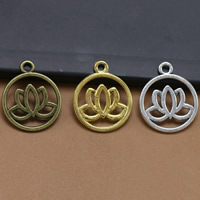 Pendentifs fleurs en alliage de zinc, Lotus, Placage, plus de couleurs à choisir, sans plomb et cadmium, 24x20mm, Trou:Environ 1.5mm, 100PC/sac, Vendu par sac