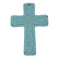 Turquoise siogairlín, Turquoise sintéiseach, Cross, gorm, 4x60mm, Poll:Thart 1mm, 10ríomhairí pearsanta/Mála, Díolta De réir Mála