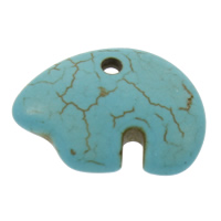 Pendentif turquoise, turquoise synthétique, éléphant, bleu, 33x24x7mm, Trou:Environ 1mm, 10PC/sac, Vendu par sac