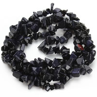 Blue Goldstone Beads, Nuggets, 5-8mm, Gat:Ca 1.5mm, Ca 120pC's/Strand, Per verkocht Ca 31 inch Strand