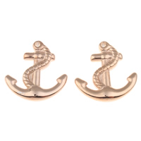 Rostfritt stål Smycken Hängen, ROSTFRITT STÅL, Anchor, steg guldfärg pläterade, nautiska mönster, 19x20x3mm, Hål:Ca 1mm, Säljs av PC