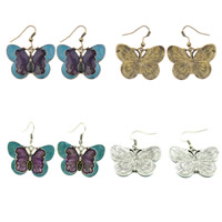 Zinc Alloy Drop Earring Butterfly plated enamel nickel lead & cadmium free Sold By Pair