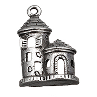 Zink Alloy Building Hängen, Castle, antik silver pläterad, nickel, bly och kadmium gratis, 13x19x6.50mm, Hål:Ca 1mm, 800PC/Lot, Säljs av Lot