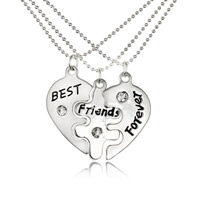 Zinc Alloy Puzzel vriendschap ketting, met ijzeren ketting, Hart, Word beste vriend, platinum plated, uniseks & balketting & met strass & zwart maken, lood en cadmium vrij, 28x16mm, Lengte Ca 17.5 inch, 3sets/Bag, 3paren/Stel, Verkocht door Bag