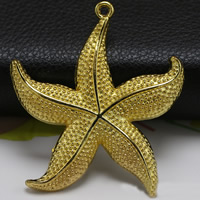 Zinc Alloy Animal Pendler, Starfish, guldfarve belagt, bly & cadmium fri, 49x43mm, Hole:Ca. 1.5mm, 100pc'er/Bag, Solgt af Bag