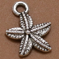 Pendentifs animaux en alliage de zinc, étoile de mer, Plaqué de couleur d'argent, sans plomb et cadmium, 16x12mm, Trou:Environ 1.5mm, 100PC/sac, Vendu par sac