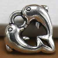 Zink Alloy Animal Hängen, Dolphin, antik silver pläterad, leda & kadmiumfri, 12x11mm, Hål:Ca 1.5mm, 100PC/Bag, Säljs av Bag