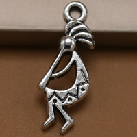 Character Shaped Zinc Alloy Pendants, liga de zinco, caráter, banho de cor prata antiga, Chumbo e cádmio livre, 25x9mm, Buraco:Aprox 1.5mm, 100PCs/Bag, vendido por Bag