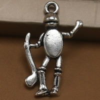 Character Shaped Zinc Alloy Pendants, liga de zinco, caráter, banho de cor prata antiga, Chumbo e cádmio livre, 24x15mm, Buraco:Aprox 1.5mm, 100PCs/Bag, vendido por Bag