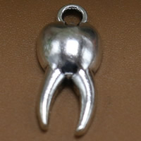 سبائك الزنك المعلقات, سن, قطع أثرية فضية اللون مطلي, الرصاص والكادميوم الحرة, 20x8mm, حفرة:تقريبا 1.5mm, 100أجهزة الكمبيوتر/حقيبة, تباع بواسطة حقيبة