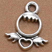 Tegn Shaped Zinc Alloy Pendler, Angel, antik sølv farve forgyldt, bly & cadmium fri, 14x12mm, Hole:Ca. 1.5mm, 100pc'er/Bag, Solgt af Bag