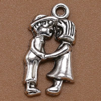 Pendentif Couple en zinc Alloy, alliage de zinc, Plaqué de couleur d'argent, sans plomb et cadmium, 22x12mm, Trou:Environ 1.5mm, 100PC/sac, Vendu par sac