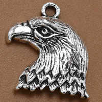 Pendentifs animaux en alliage de zinc, aigle, Plaqué de couleur d'argent, sans plomb et cadmium, 28x7mm, Trou:Environ 2mm, 100PC/sac, Vendu par sac