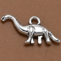 Pendentifs animaux en alliage de zinc, Dinosaure, Plaqué de couleur d'argent, sans plomb et cadmium, 25x12mm, Trou:Environ 2mm, 100PC/sac, Vendu par sac