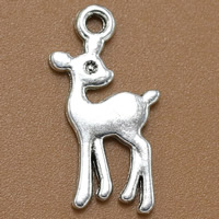 Pendentifs animaux en alliage de zinc, gazelle, Plaqué de couleur d'argent, sans plomb et cadmium, 21x10mm, Trou:Environ 2mm, 100PC/sac, Vendu par sac