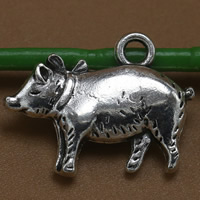 Zink Alloy Animal Hängen, Pig, antik silver pläterad, leda & kadmiumfri, 21x14mm, Hål:Ca 2mm, 100PC/Bag, Säljs av Bag