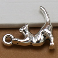 Zinc Alloy Animal Pendler, Cat, antik sølv farve forgyldt, bly & cadmium fri, 19x16mm, Hole:Ca. 2mm, 100pc'er/Bag, Solgt af Bag