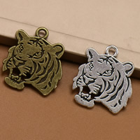 Zinklegierung Tier Anhänger, Tiger, plattiert, keine, 27x24mm, Bohrung:ca. 2mm, 100PCs/Tasche, verkauft von Tasche