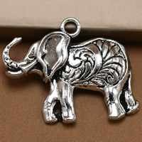 In lega di zinco animali pendenti, lega in zinco, Elefante, placcato argento antico, 32x17mm, Foro:Appross. 2mm, 100PC/borsa, Venduto da borsa