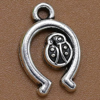 Pendentifs animaux en alliage de zinc, coccinelle, Plaqué de couleur d'argent, 17x11mm, Trou:Environ 2mm, 100PC/sac, Vendu par sac