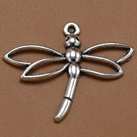 Sinc Alloy Pendants Ainmhithe, Dragonfly, dath airgid antique plátáilte, 32x27mm, Poll:Thart 2mm, 100ríomhairí pearsanta/Mála, Díolta De réir Mála