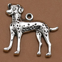 In lega di zinco animali pendenti, lega in zinco, Cane, placcato argento antico, 27x28mm, Foro:Appross. 2mm, 100PC/borsa, Venduto da borsa