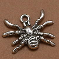 In lega di zinco animali pendenti, lega in zinco, Ragno, placcato argento antico, 20mm, Foro:Appross. 2mm, 100PC/borsa, Venduto da borsa