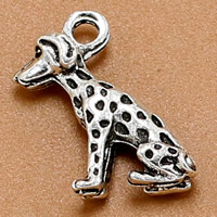 In lega di zinco animali pendenti, lega in zinco, Cane, placcato argento antico, 16x9mm, Foro:Appross. 2mm, 100PC/borsa, Venduto da borsa