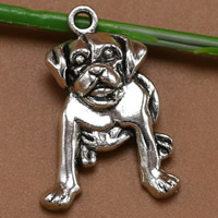 In lega di zinco animali pendenti, lega in zinco, Cane, placcato argento antico, 26x18mm, Foro:Appross. 2mm, 100PC/borsa, Venduto da borsa