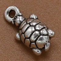 Pendentifs animaux en alliage de zinc, tortue, Plaqué de couleur d'argent, 13x6x5mm, Trou:Environ 2mm, 100PC/sac, Vendu par sac