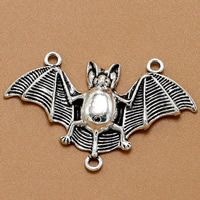 Sinc Alloy Pendants Ainmhithe, Ialtóg, dath airgid antique plátáilte, 2/1 lúb, 48x30mm, Poll:Thart 1mm, 100ríomhairí pearsanta/Mála, Díolta De réir Mála