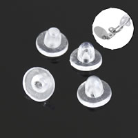 Gummi Ear Mutter Komponent, vit, 8x8x6mm, Hål:Ca 1.5mm, 1000PC/Lot, Säljs av Lot