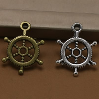 Zinc Alloy Ship Wheel & Anchor Pendentif, alliage de zinc, roue de bateau, Placage, plus de couleurs à choisir, sans plomb et cadmium, 20x15mm, Trou:Environ 1.5mm, 100PC/sac, Vendu par sac