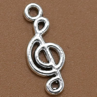 Hudební nástroje Tvarované Zinc Alloy Přívěsky, Zinek, Music Note, starožitné barva postříbřená, olovo a kadmium zdarma, 20x8mm, Otvor:Cca 1.5mm, 100PC/Bag, Prodáno By Bag