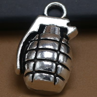 Pendentifs en alliage de zinc, Grenade, Plaqué de couleur d'argent, sans plomb et cadmium, 22x12mm, Trou:Environ 1.5mm, 100PC/sac, Vendu par sac