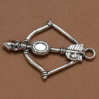 Pendants Sinc Alloy Tool, Arrow, dath airgid antique plátáilte, luaidhe & caidmiam saor in aisce, 34x23mm, Poll:Thart 1.5mm, 100ríomhairí pearsanta/Mála, Díolta De réir Mála