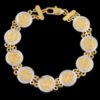 Unisex Bracelet, laiton, Plat rond, Placage, unisexe & deux tons, sans plomb et cadmium, 13mm, Vendu par Environ 8 pouce brin