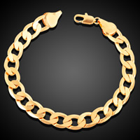 De Armband van mensen, Messing, 18K vergulde, kinketting & voor de mens, lood en cadmium vrij, 5mm, Per verkocht Ca 8 inch Strand