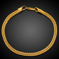 Messing Armband, 18K vergulde, voor vrouw, lood en cadmium vrij, 4mm, Per verkocht Ca 8 inch Strand