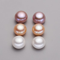 Freshwater Pearl Örhänge Stud Component, Flat Round, naturlig, olika storlek för val & Halvborrade, blandade färger, Grade AAAA, Hål:Ca 0.8-1mm, Säljs av Bag