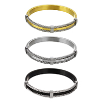 Roestvrij staal armbanden, plated, voor vrouw & two tone, meer kleuren voor de keuze, 10x4mm, 8.5x2.5mm, Binnendiameter:Ca 61x53mm, Lengte Ca 8 inch, Verkocht door PC