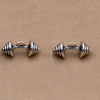 Sinc Alloy Pendants, Barbell, dath airgid antique plátáilte, luaidhe & caidmiam saor in aisce, 22x8mm, Poll:Thart 1-1.5mm, 100ríomhairí pearsanta/Mála, Díolta De réir Mála