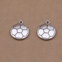 Pendentifs en alliage de zinc, Football, Plaqué de couleur d'argent, sans plomb et cadmium, 22x18mm, Trou:Environ 1-1.5mm, 50PC/sac, Vendu par sac