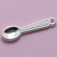 Cink ötvözet eszköz Medálok, Spoon, antik ezüst színű bevonattal, ólom és kadmium mentes, 24x6mm, Lyuk:Kb 1.5mm, 100PC-k/Bag, Által értékesített Bag