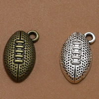 Sinc Alloy Pendants, Ball Rugbaí, plátáilte, dathanna níos mó le haghaidh rogha, luaidhe & caidmiam saor in aisce, 16x10mm, Poll:Thart 1.5mm, 100ríomhairí pearsanta/Mála, Díolta De réir Mála