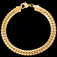 Bracelet homme, laiton, Plaqué d'or 18K, pour homme, sans plomb et cadmium, 6.2mm, Vendu par Environ 8 pouce brin