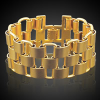 Los hombres de la pulsera y del brazalete, metal, chapado en oro de 18 K, para hombre, libre de plomo & cadmio, 32mm, Vendido para aproximado 8 Inch Sarta