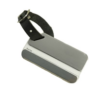 Roestvrij staal Luggage Tag, met PU & Papier, Rechthoek, oorspronkelijke kleur, 80x42mm, 10pC's/Bag, Verkocht door Bag